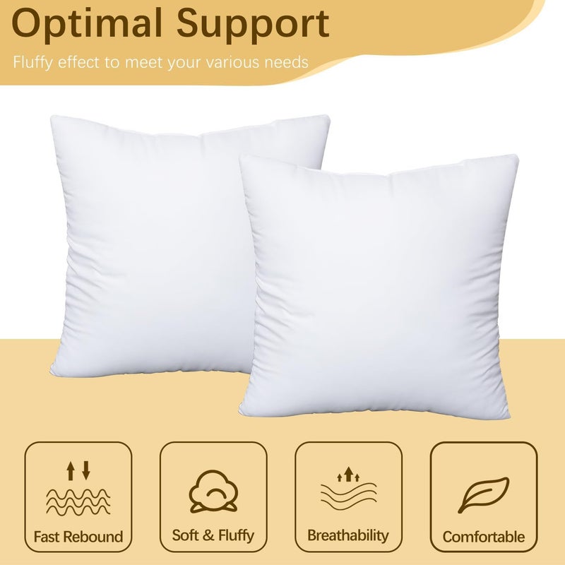 OKBA Throw Pillows Insert Set of 2, with 100% Cotton Cover, Bed and Couch - Indoor Hotel Decorative Pillows, 14x14 in White Pillows Inserts - Image 5
